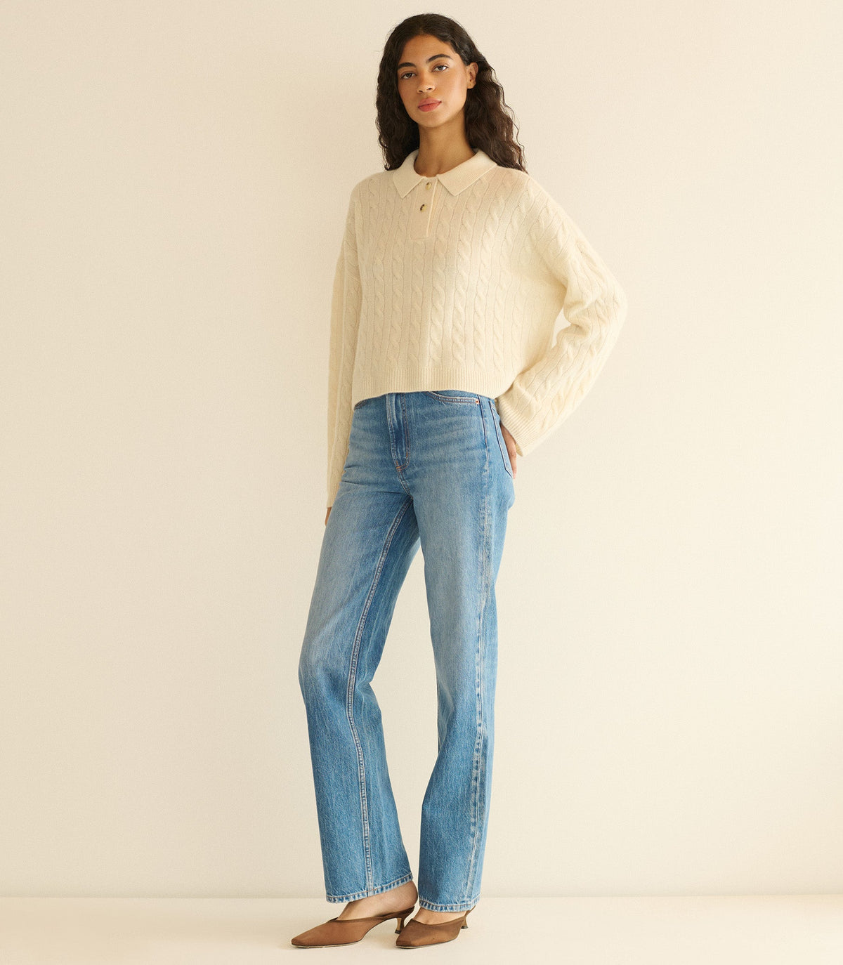 CAMBRIDGE CASHMERE SWEATER -- MAGNOLIA