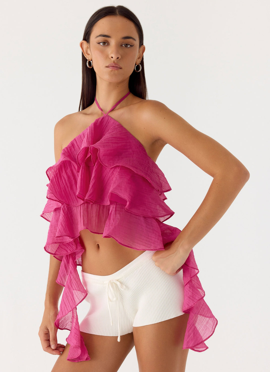 Inna Frill Halter Top - Fuchsia