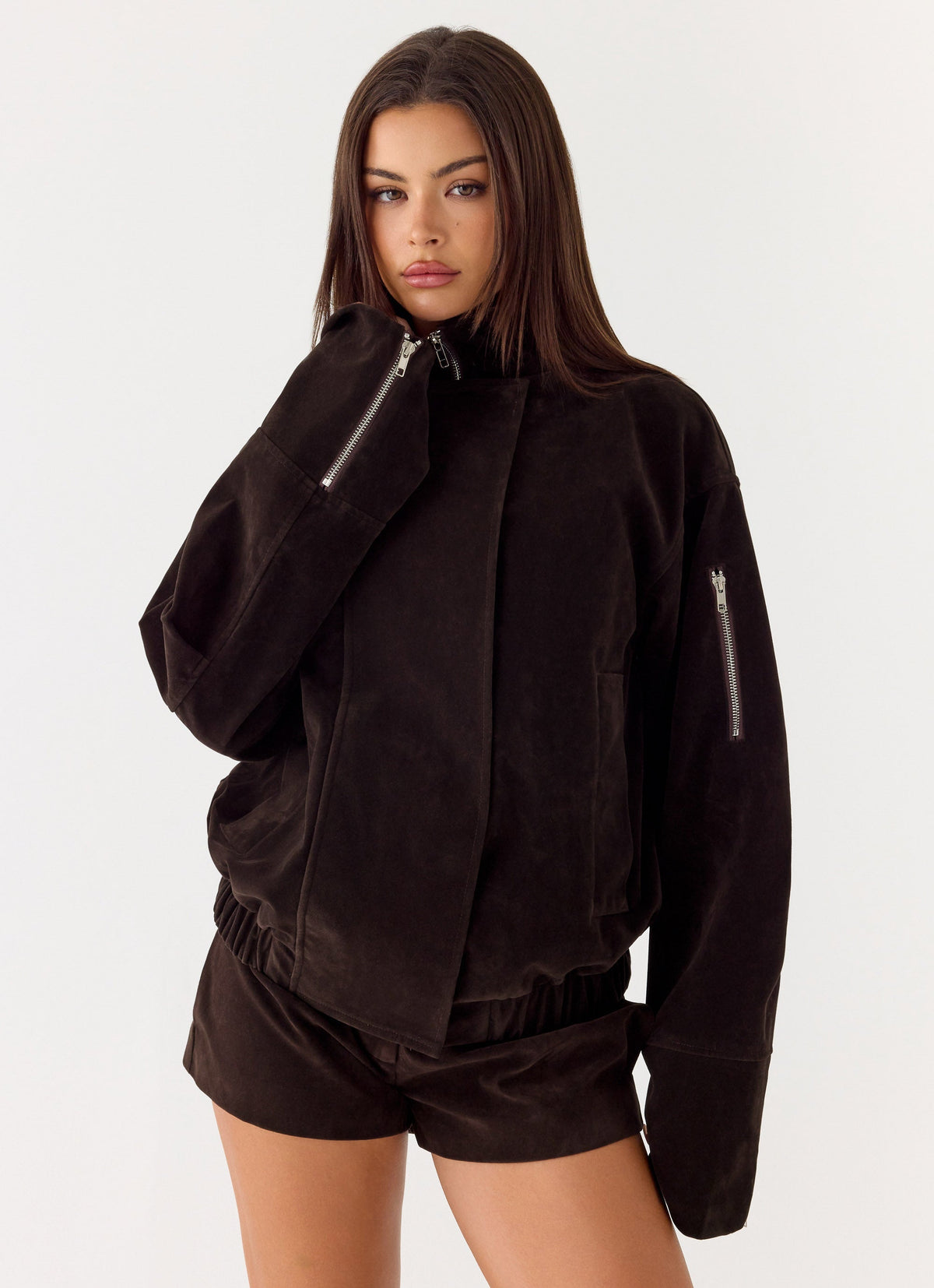 Marlow Faux Suede Jacket - Chocolate